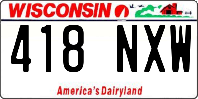 WI license plate 418NXW