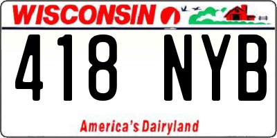 WI license plate 418NYB