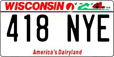 WI license plate 418NYE