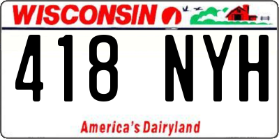 WI license plate 418NYH
