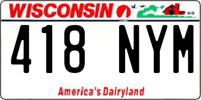 WI license plate 418NYM