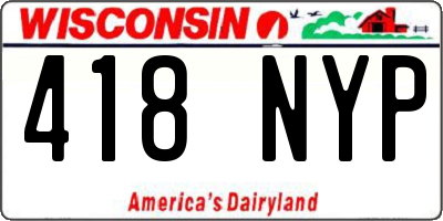 WI license plate 418NYP