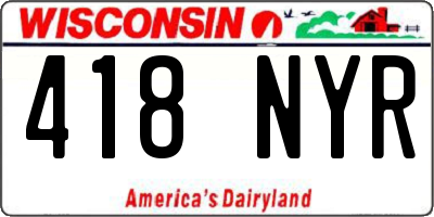 WI license plate 418NYR