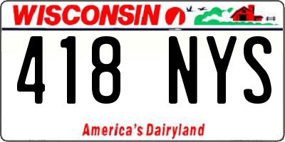 WI license plate 418NYS