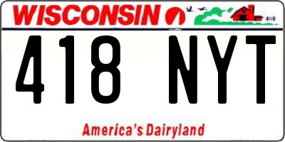 WI license plate 418NYT