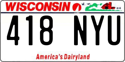 WI license plate 418NYU