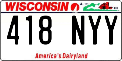 WI license plate 418NYY