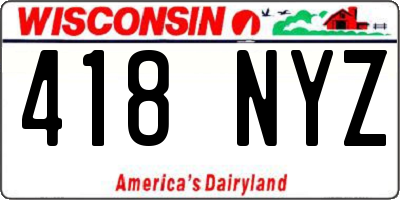 WI license plate 418NYZ