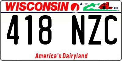 WI license plate 418NZC
