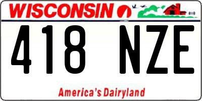 WI license plate 418NZE