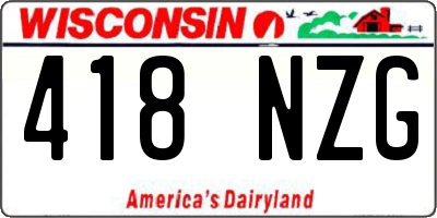 WI license plate 418NZG