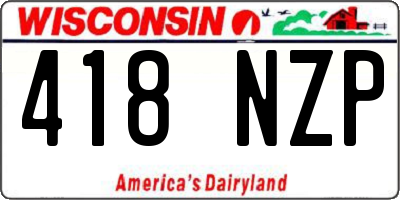 WI license plate 418NZP