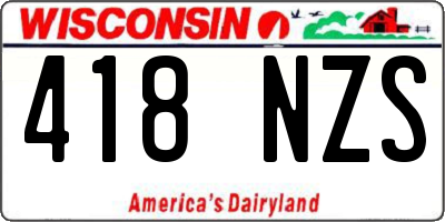 WI license plate 418NZS