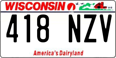 WI license plate 418NZV