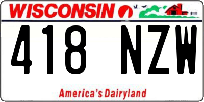 WI license plate 418NZW