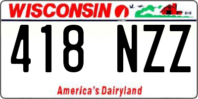 WI license plate 418NZZ