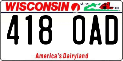 WI license plate 418OAD