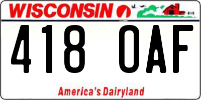 WI license plate 418OAF