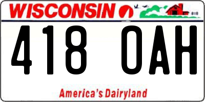 WI license plate 418OAH
