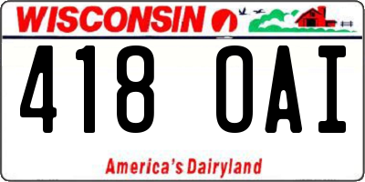 WI license plate 418OAI