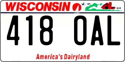 WI license plate 418OAL