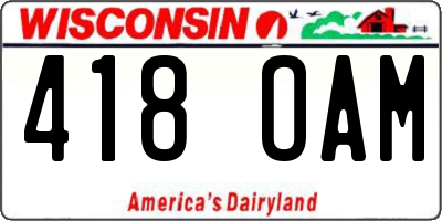 WI license plate 418OAM