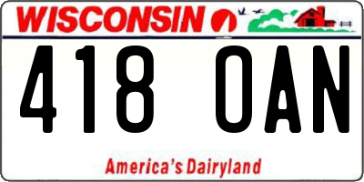 WI license plate 418OAN