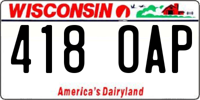 WI license plate 418OAP