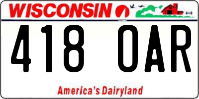 WI license plate 418OAR