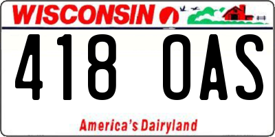 WI license plate 418OAS