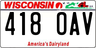WI license plate 418OAV
