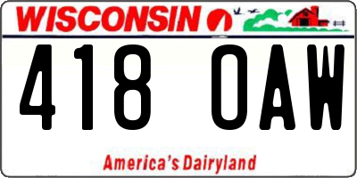 WI license plate 418OAW