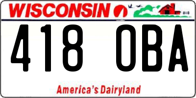 WI license plate 418OBA