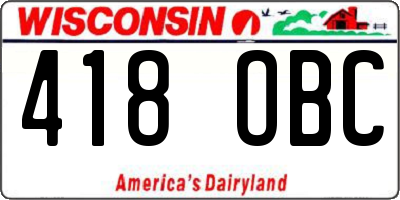 WI license plate 418OBC