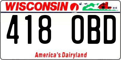 WI license plate 418OBD