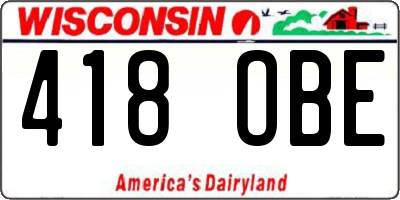 WI license plate 418OBE
