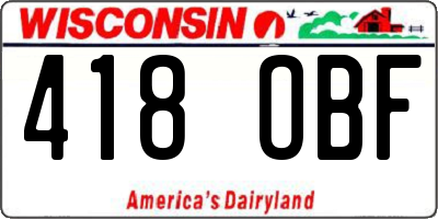 WI license plate 418OBF