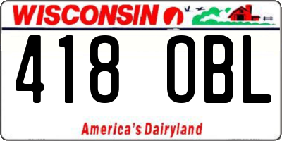 WI license plate 418OBL