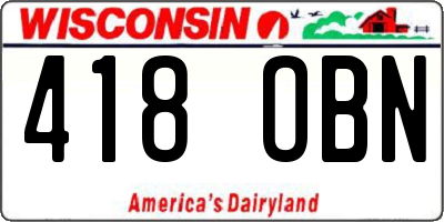 WI license plate 418OBN