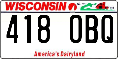 WI license plate 418OBQ