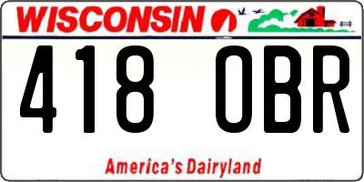 WI license plate 418OBR