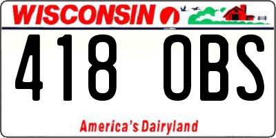 WI license plate 418OBS
