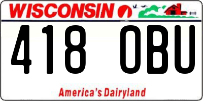 WI license plate 418OBU