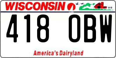 WI license plate 418OBW