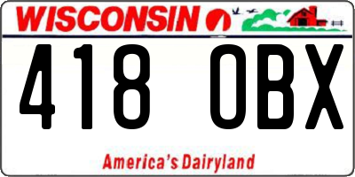 WI license plate 418OBX
