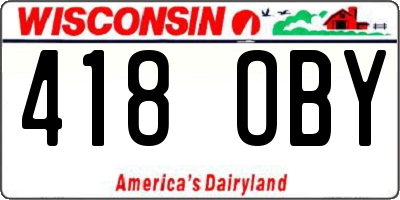 WI license plate 418OBY