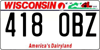 WI license plate 418OBZ