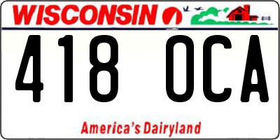 WI license plate 418OCA