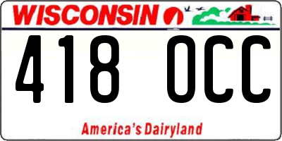 WI license plate 418OCC