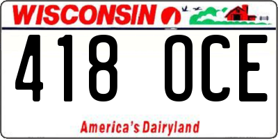 WI license plate 418OCE